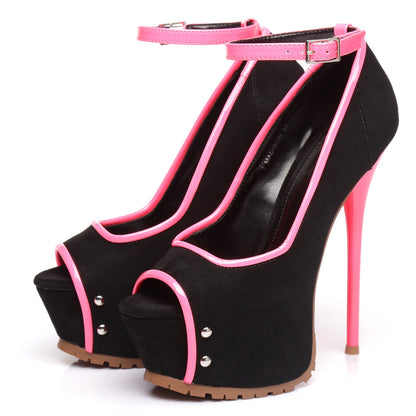 MADISON BLACK VELOUR / PINK SHINY