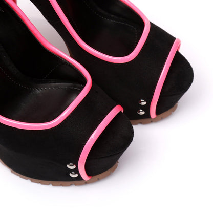 MADISON BLACK VELOUR / PINK SHINY